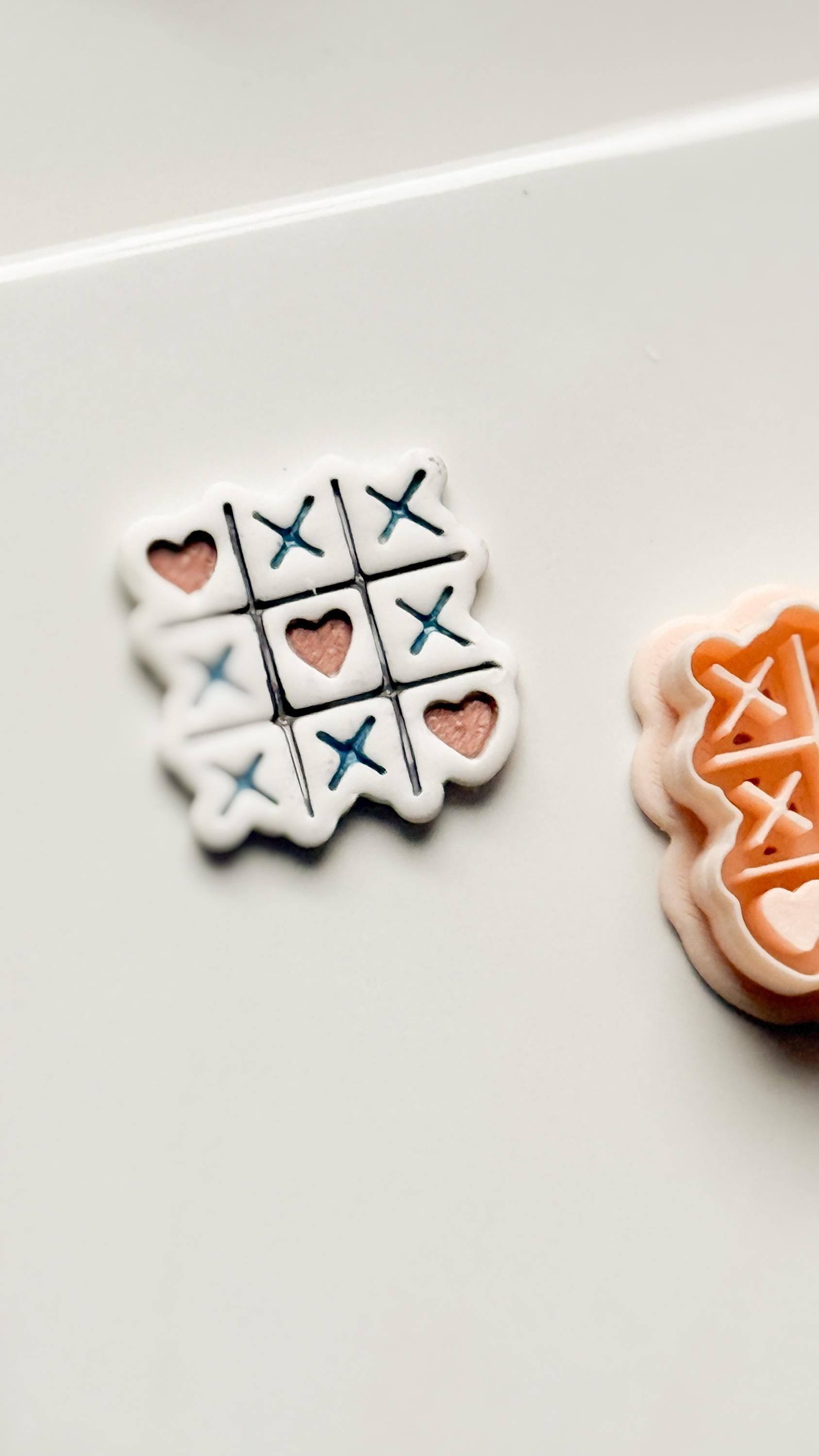 Tic Tac Heart Clay Cutter: XO Heart Grid Design