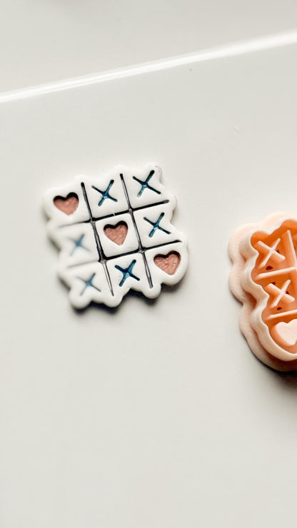 Tic Tac Heart Clay Cutter: XO Heart Grid Design