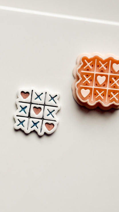 Tic Tac Heart Clay Cutter: XO Heart Grid Design