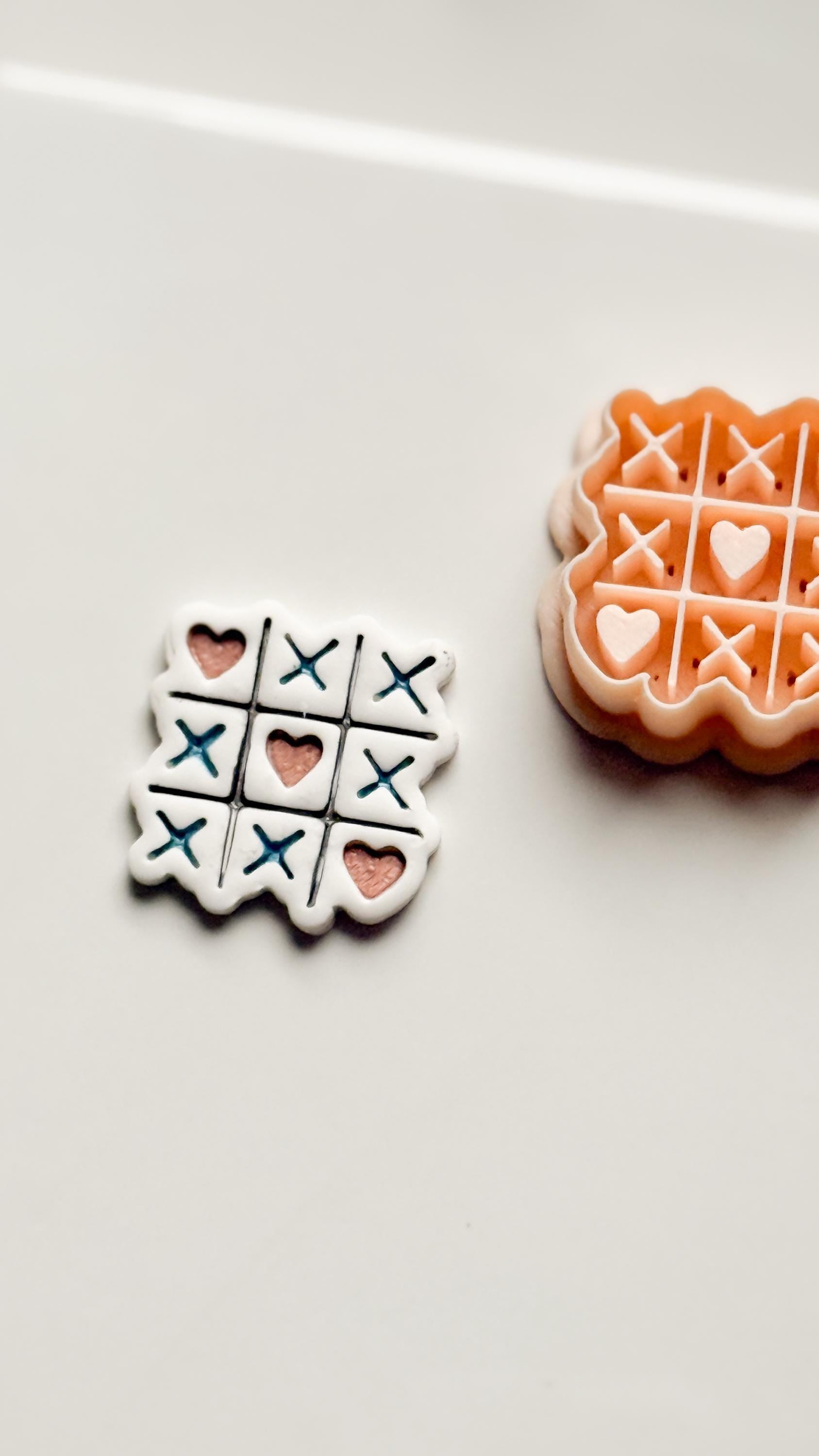 Tic Tac Heart Clay Cutter: XO Heart Grid Design