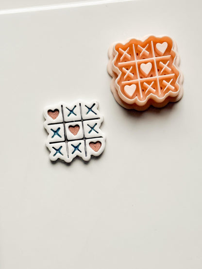 Tic Tac Heart Clay Cutter: XO Heart Grid Design