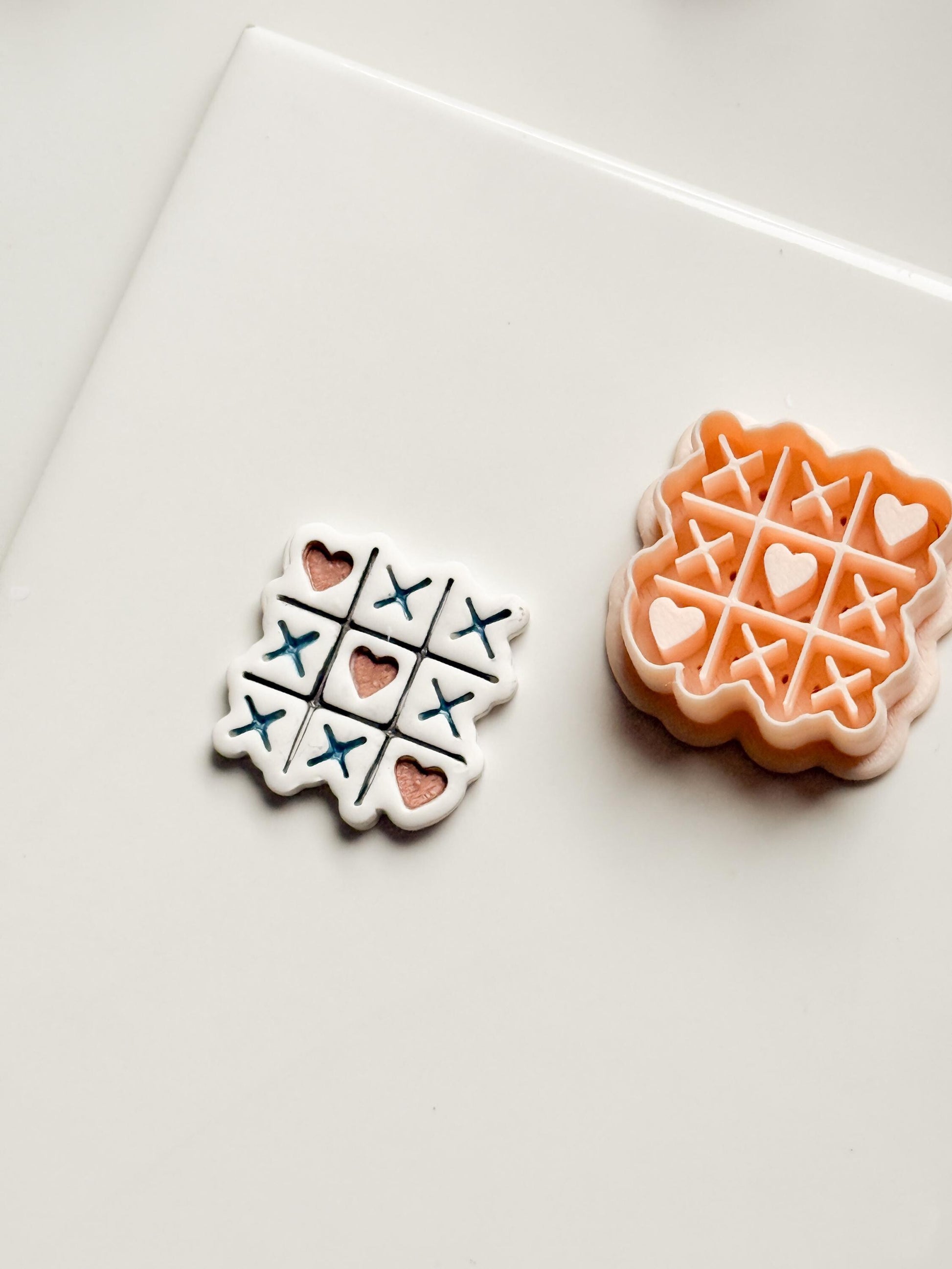 Tic Tac Heart Clay Cutter: XO Heart Grid Design