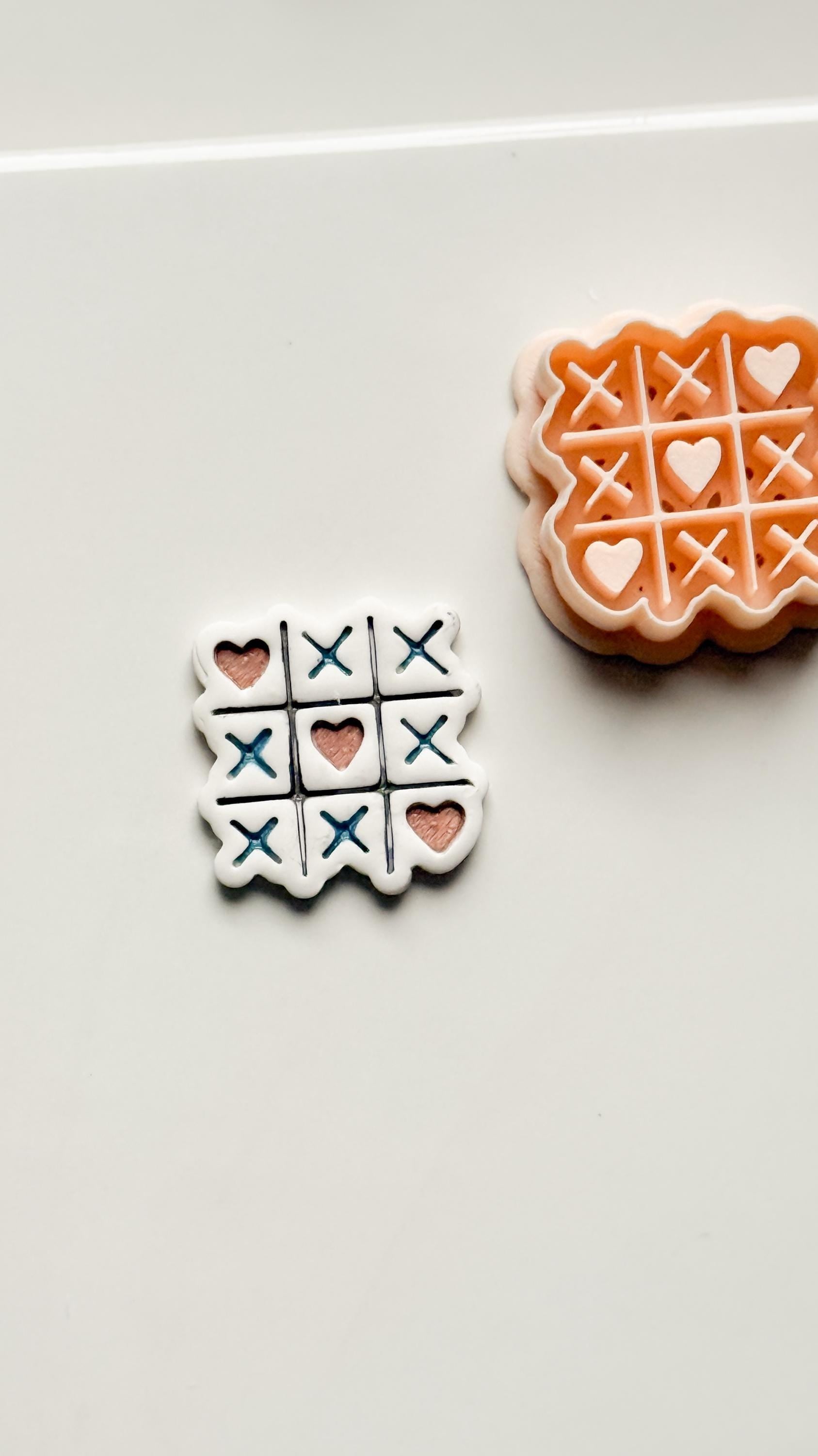 Tic Tac Heart Clay Cutter: XO Heart Grid Design