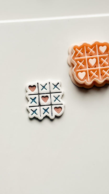 Tic Tac Heart Clay Cutter: XO Heart Grid Design
