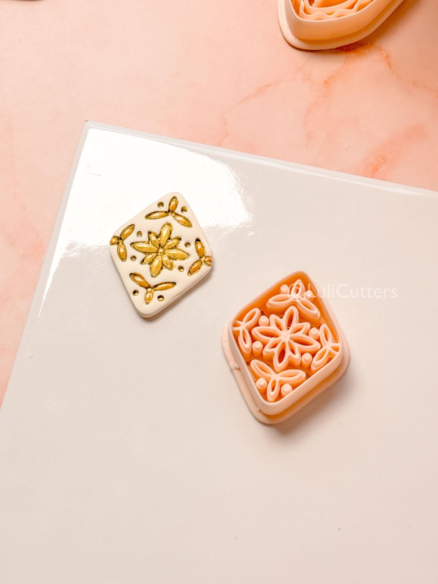 Folk Rosette Clay Cutter: Floral Geometric Pattern Design