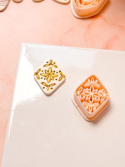 Folk Rosette Clay Cutter: Floral Geometric Pattern Design