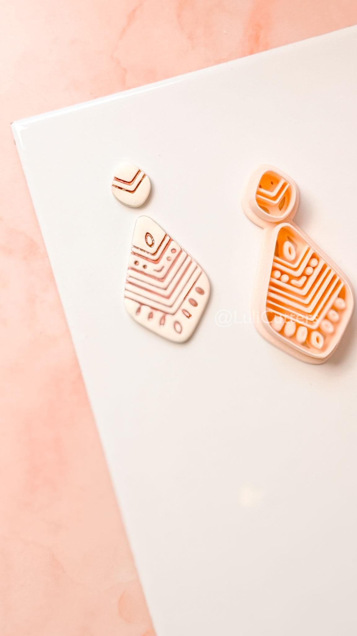 Folk Drop Clay Cutter: Geometric Teardrop Pattern Design
