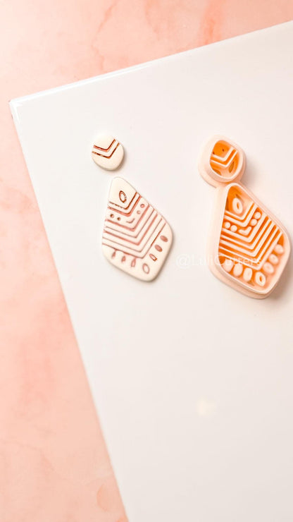 Folk Drop Clay Cutter: Geometric Teardrop Pattern Design