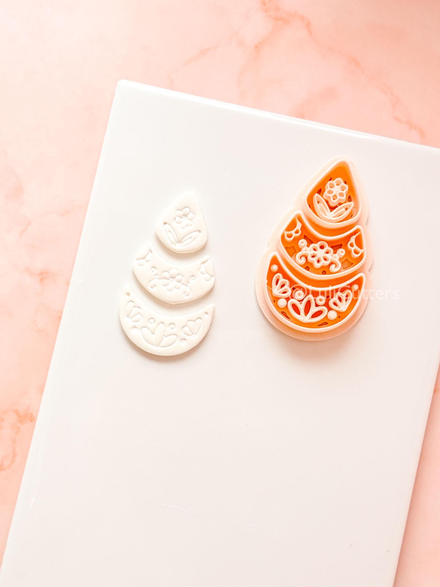 Ottilie Clay Cutter: Tiered Floral Drop Shape