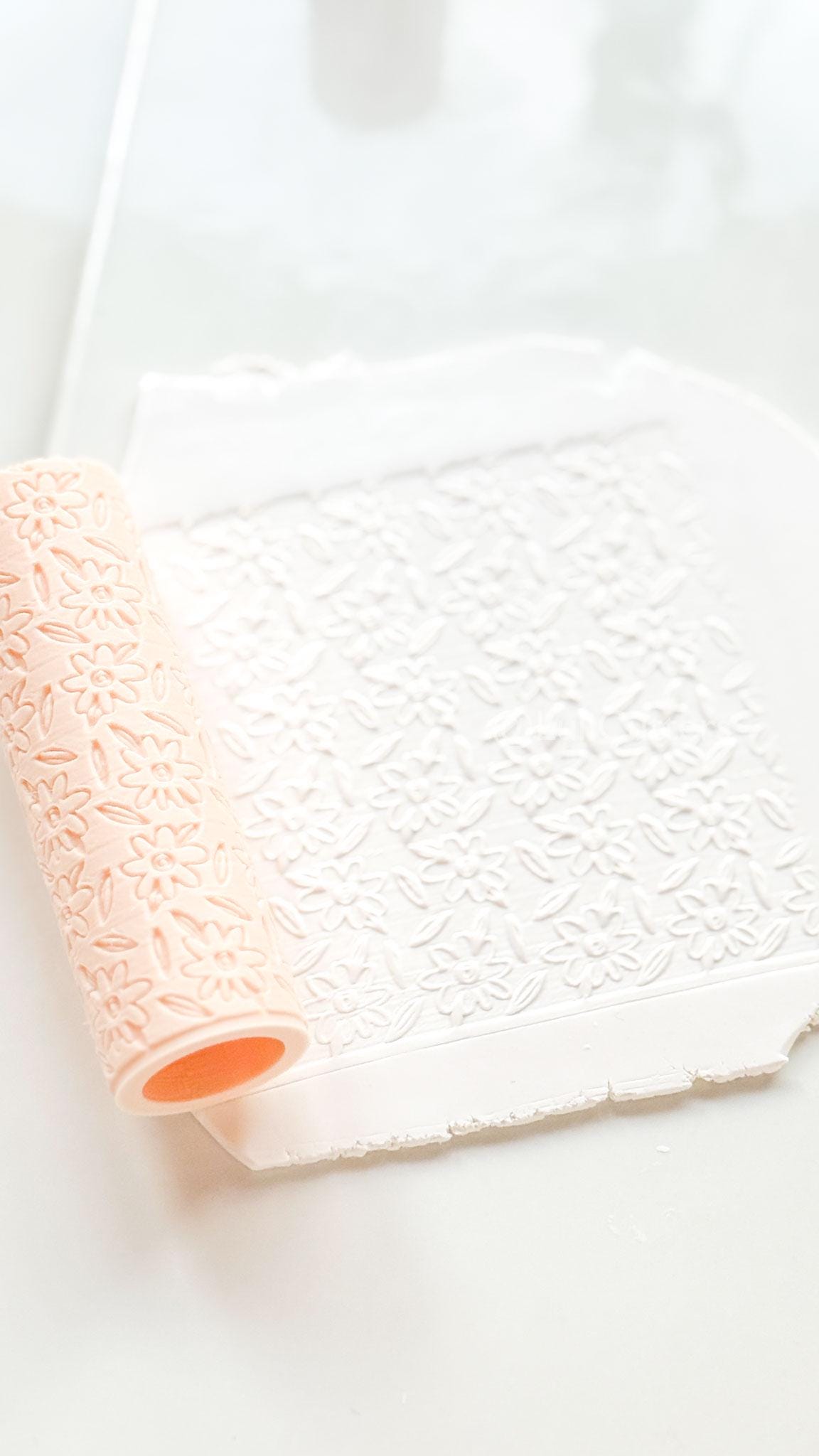 Daisy Meadow Texture Roller: Floral Pattern Tool for Polymer Clay Jewelry