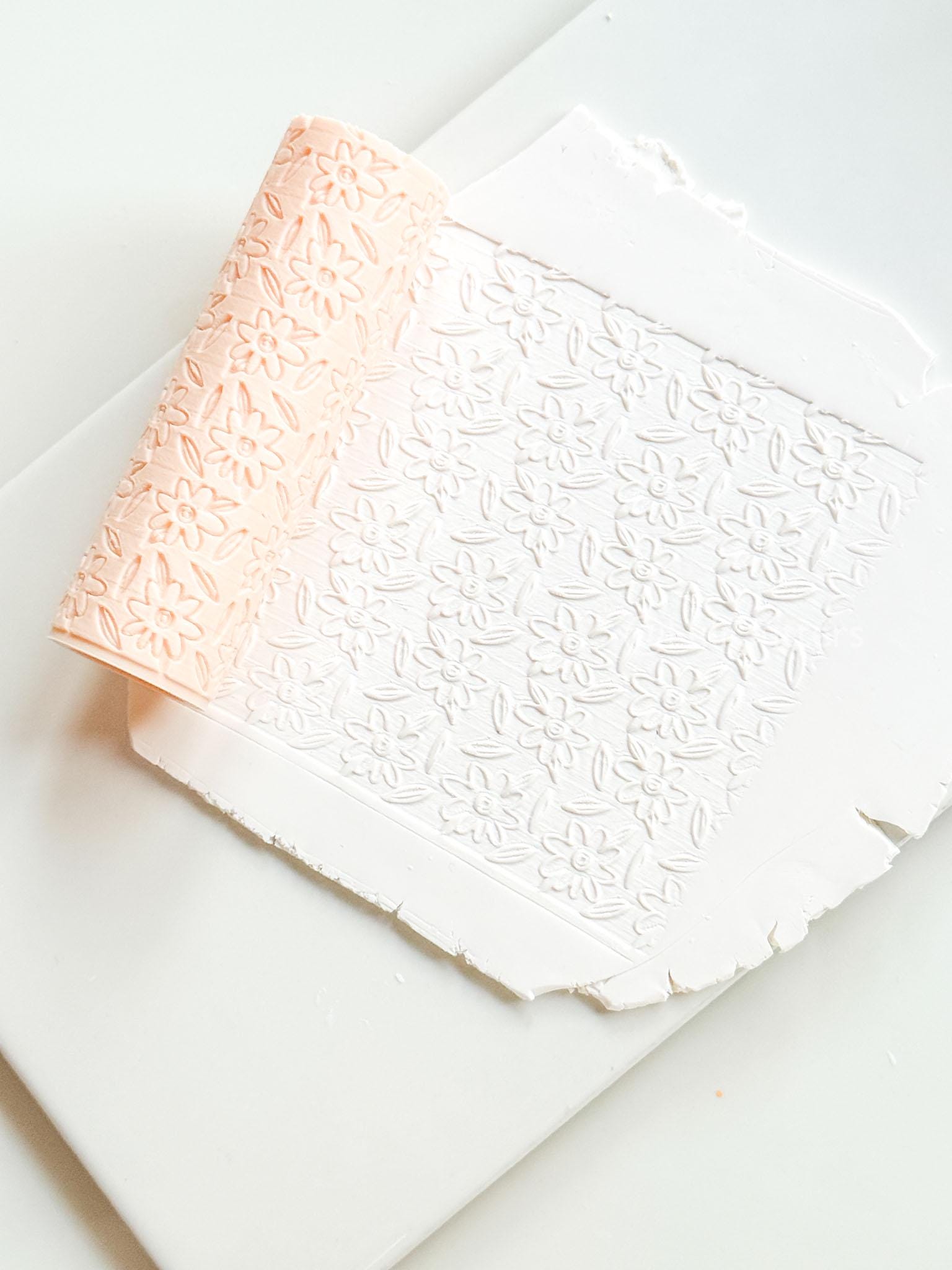 Daisy Meadow Texture Roller: Floral Pattern Tool for Polymer Clay Jewelry