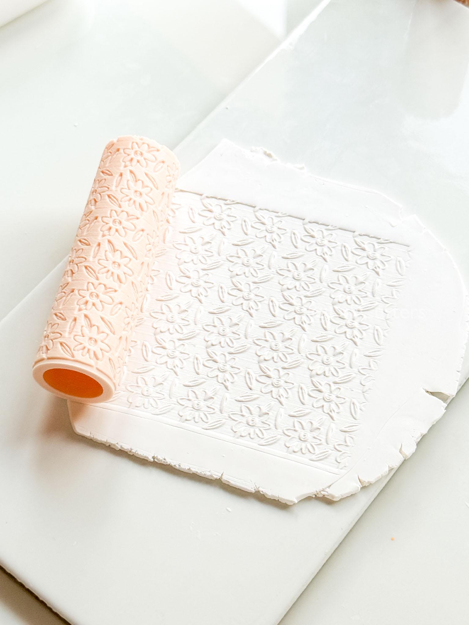 Daisy Meadow Texture Roller: Floral Pattern Tool for Polymer Clay Jewelry