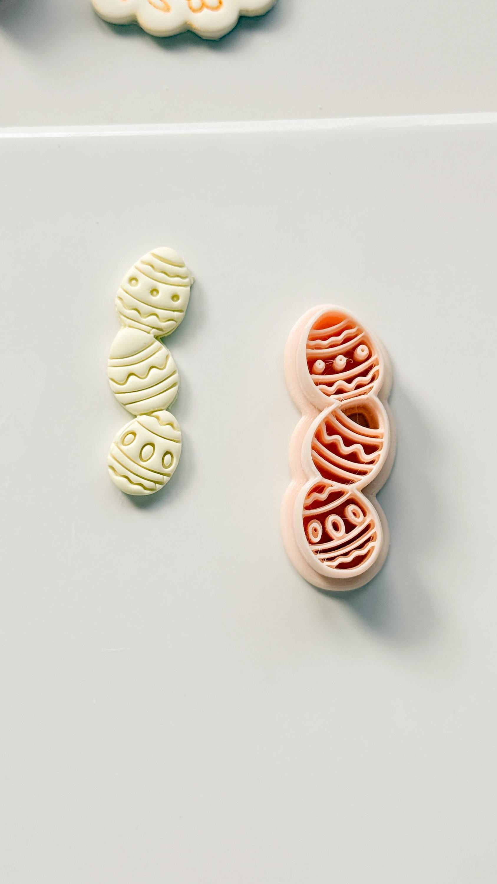 Spring Egg Trio Polymer Clay Cutter: Stacked Embossed Easter Eggs for Dangle Earrings