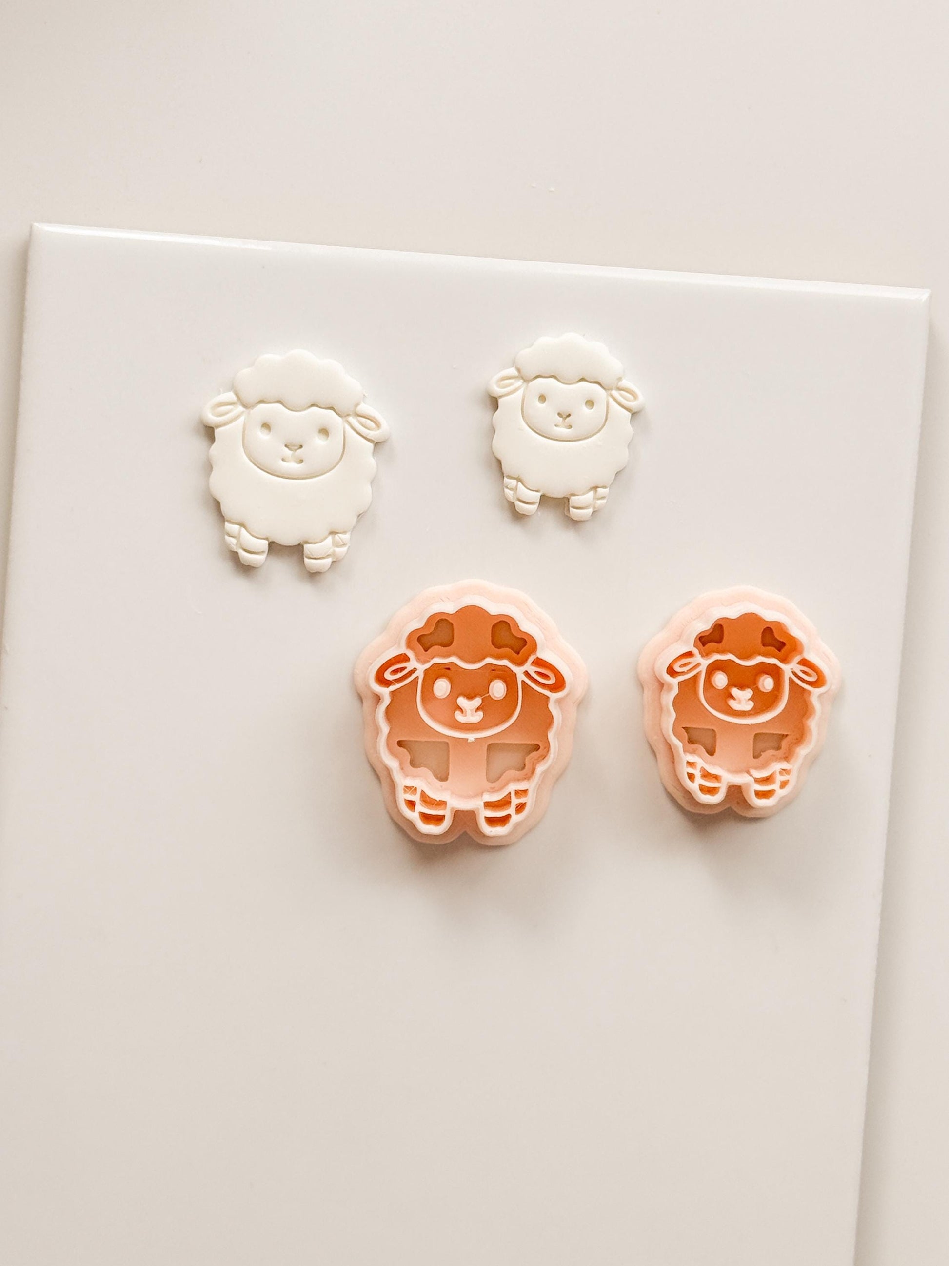 Spring Lamb Polymer Clay Cutter: Embossed Sheep Shape for Easter Earrings