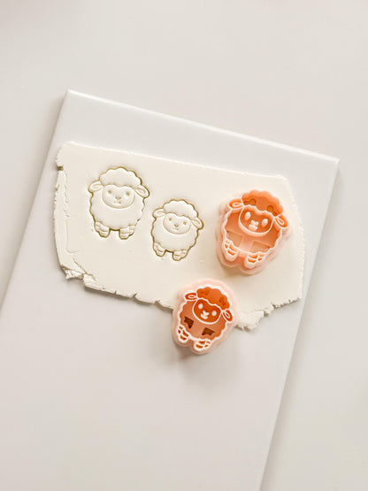 Spring Lamb Polymer Clay Cutter: Embossed Sheep Shape for Easter Earrings