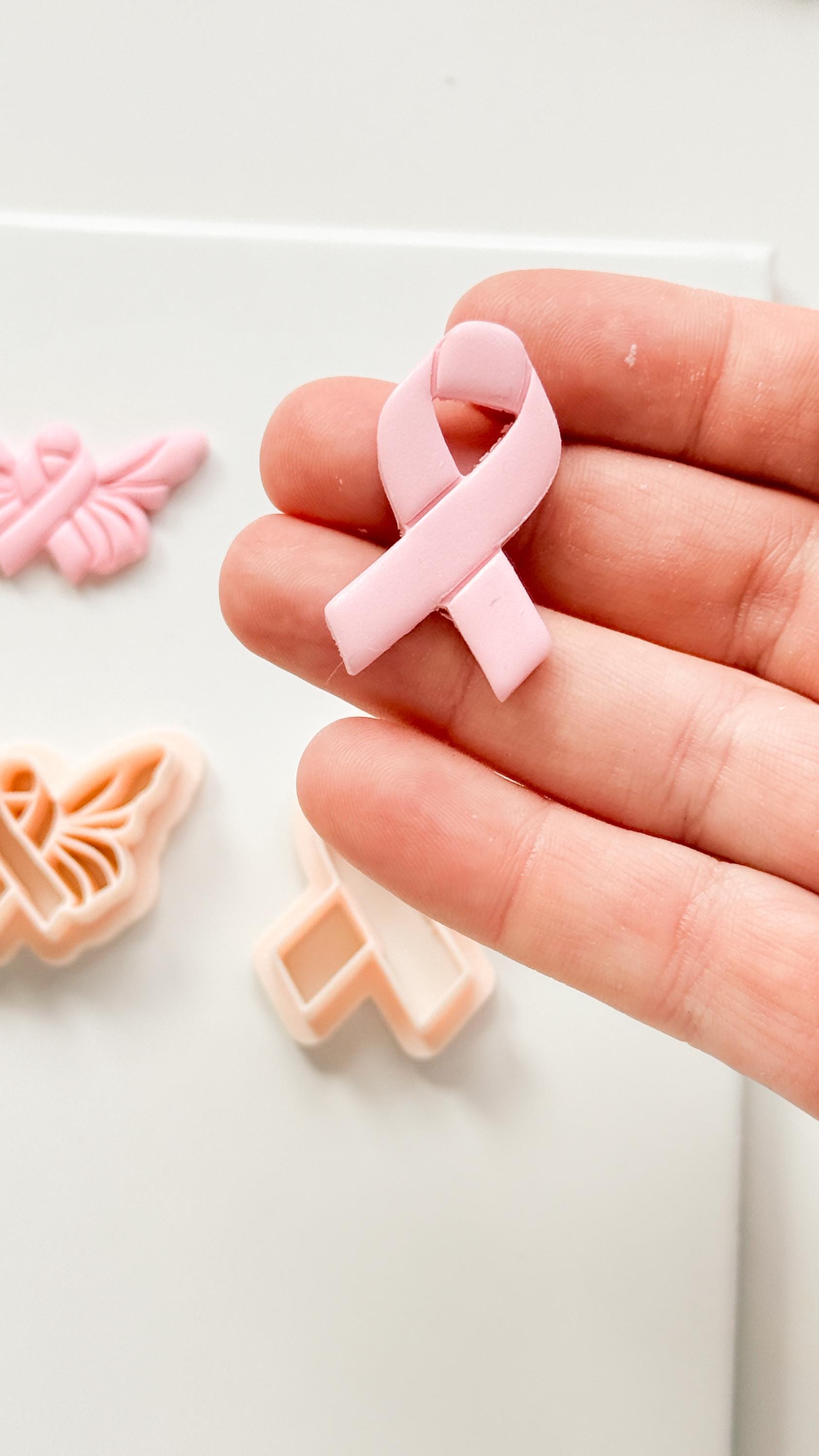 Wings of Hope Polymer Clay Cutter: Embossed Awareness Ribbon & Angel Set