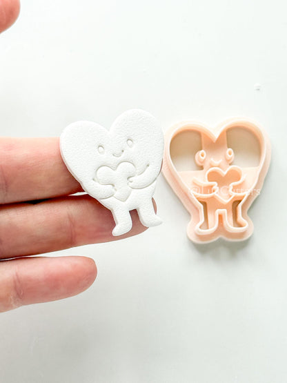 Huggy Heart Character Polymer Clay Cutter