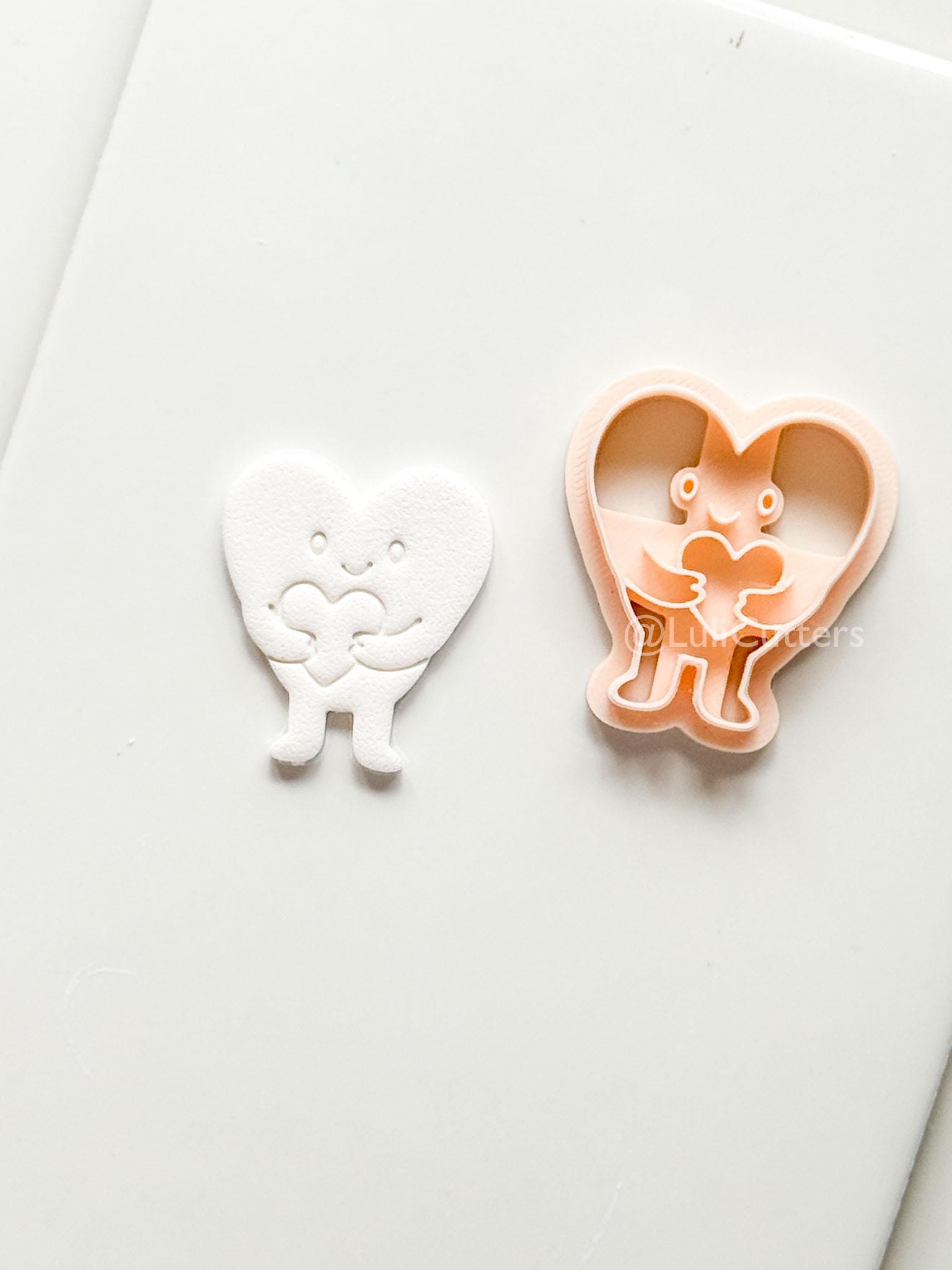 Huggy Heart Character Polymer Clay Cutter
