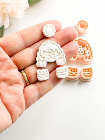 Folk Floral Arch Polymer Clay Cutter: Botanical Rainbow Embosser