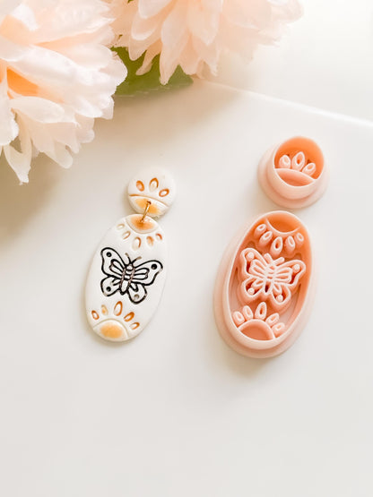 Meadow Wing Polymer Clay Cutter: Butterfly Floral Oval Embosser
