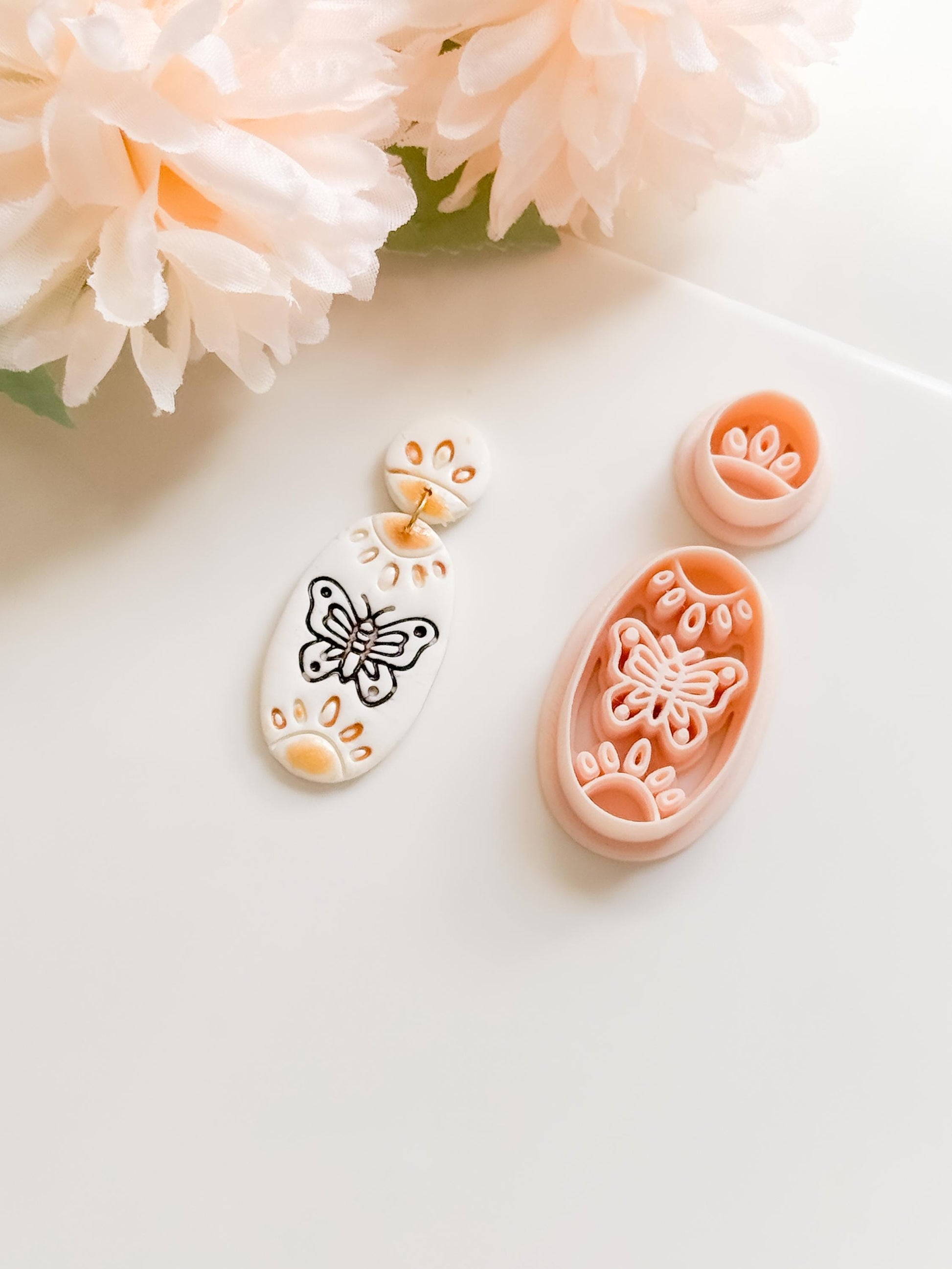 Meadow Wing Polymer Clay Cutter: Butterfly Floral Oval Embosser