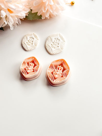 Folk Tulip Polymer Clay Cutter: Floral Botanical Embosser