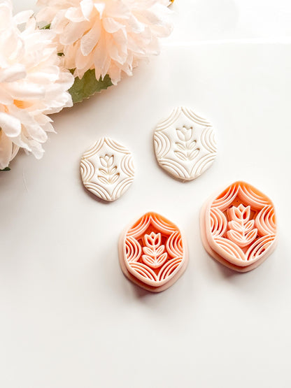 Folk Tulip Polymer Clay Cutter: Floral Botanical Embosser