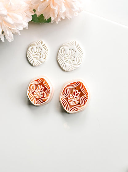 Folk Tulip Polymer Clay Cutter: Floral Botanical Embosser