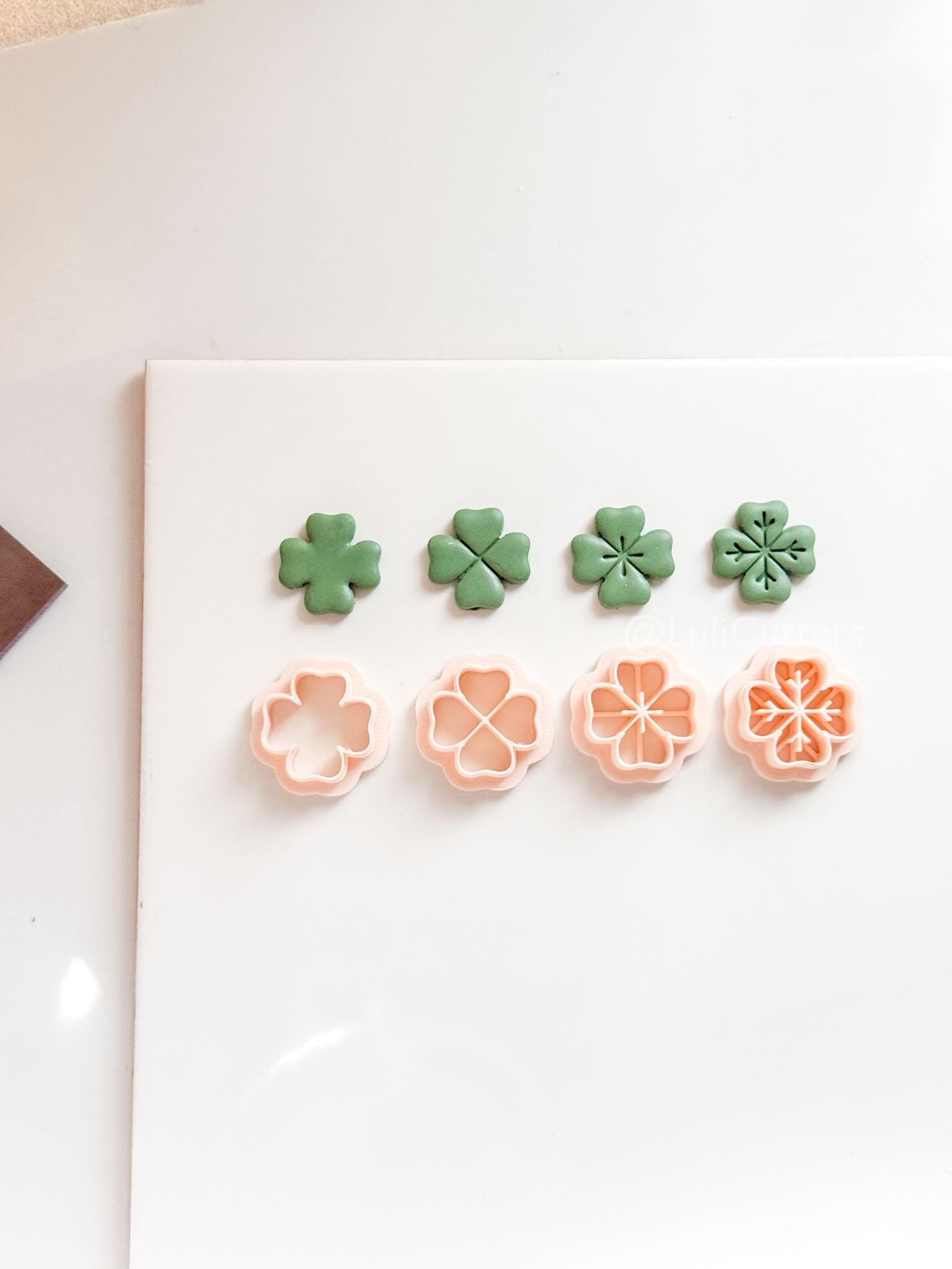 Four Leaf Clover Polymer Clay Cutters: 4 Detail Styles