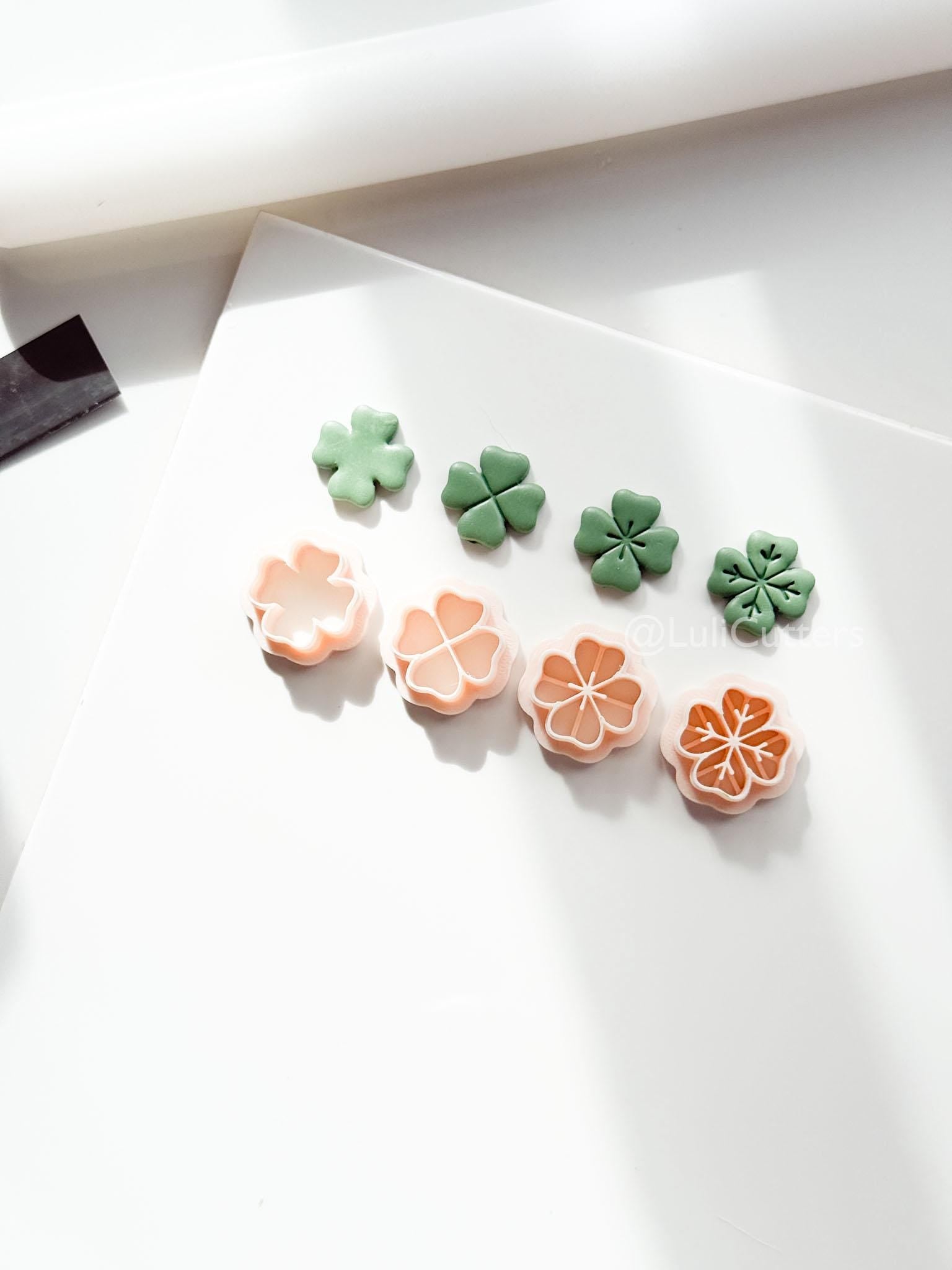 Four Leaf Clover Polymer Clay Cutters: 4 Detail Styles