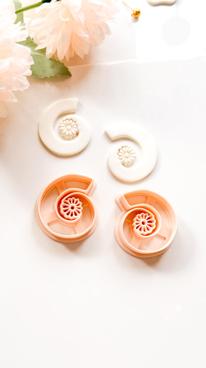 Flora Spiral Polymer Clay Cutter: Embossing Flower Swirl Jewelry Making Tool