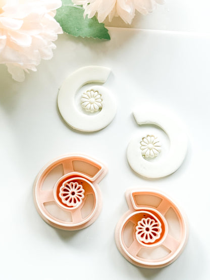 Flora Spiral Polymer Clay Cutter: Embossing Flower Swirl Jewelry Making Tool