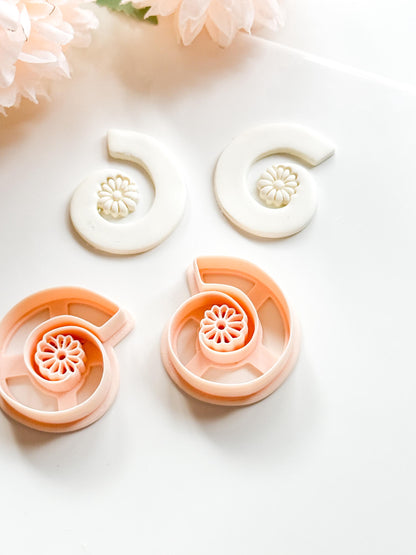 Flora Spiral Polymer Clay Cutter: Embossing Flower Swirl Jewelry Making Tool