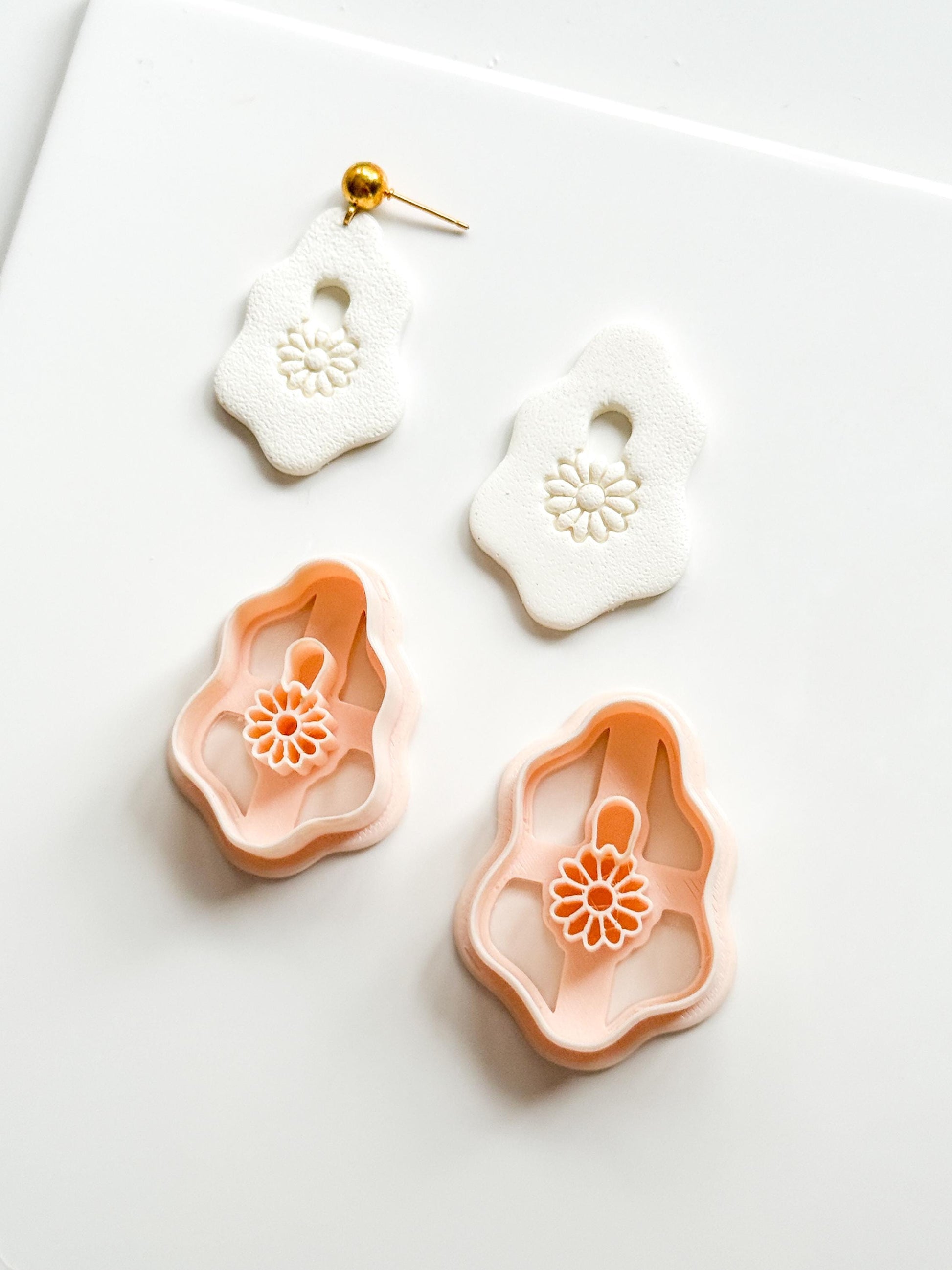 Pebble Koa Polymer Clay Cutter: Organic Shape Embossing Flower Jewelry Tool
