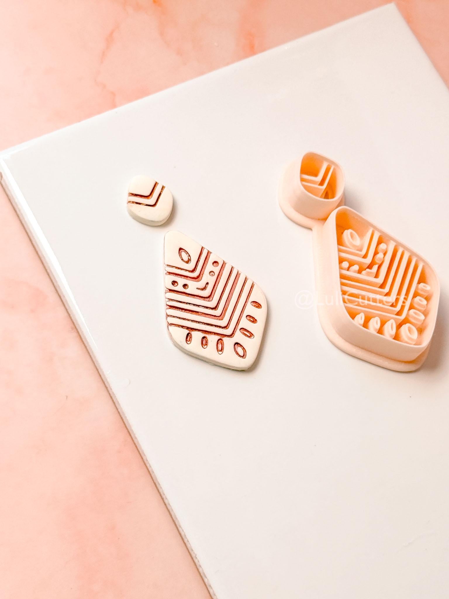 Folk Drop Clay Cutter: Geometric Teardrop Pattern Design