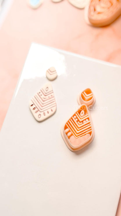 Folk Drop Clay Cutter: Geometric Teardrop Pattern Design