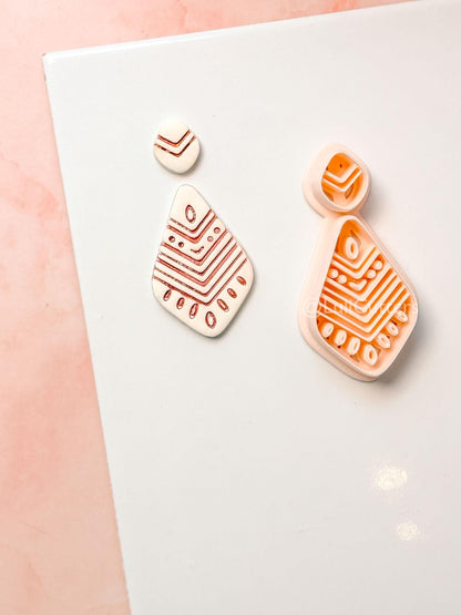 Folk Drop Clay Cutter: Geometric Teardrop Pattern Design