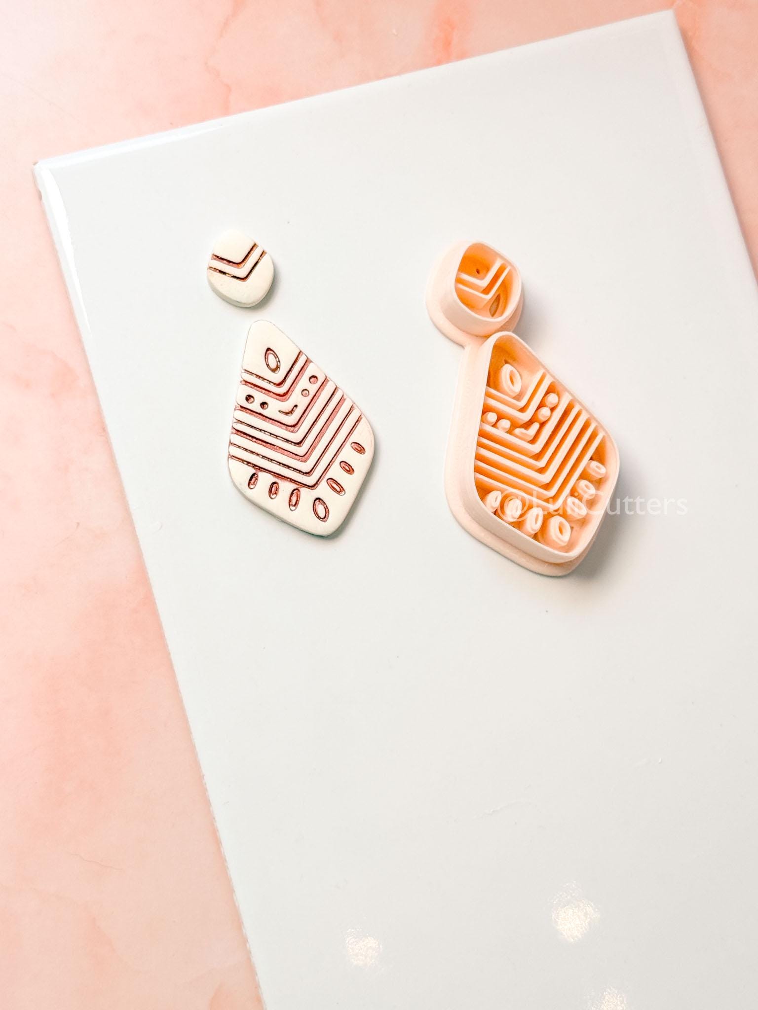 Folk Drop Clay Cutter: Geometric Teardrop Pattern Design