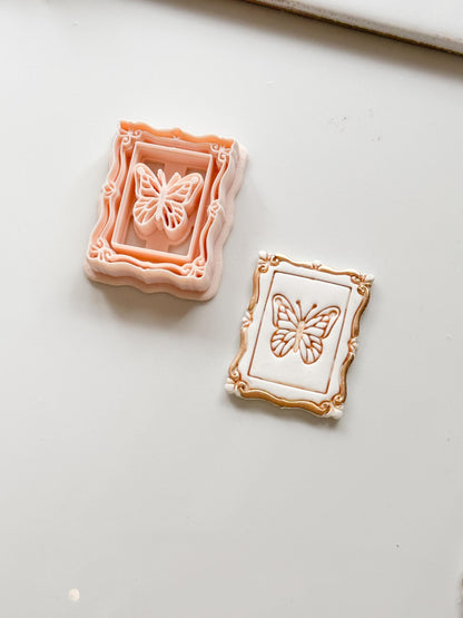 Mira Butterfly Square Frame Cutter: Embossed Ornate Filigree