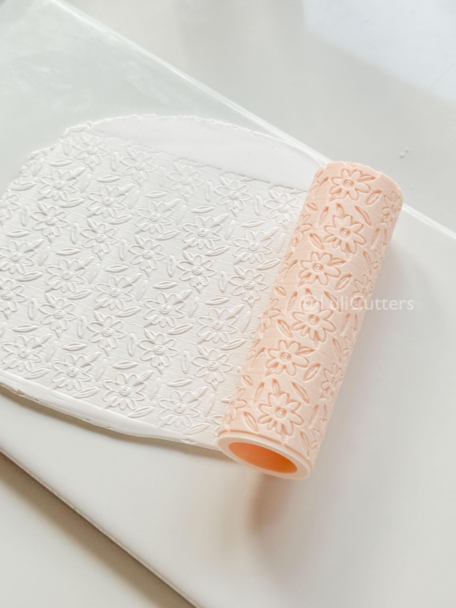 Daisy Meadow Texture Roller: Floral Pattern Tool for Polymer Clay Jewelry