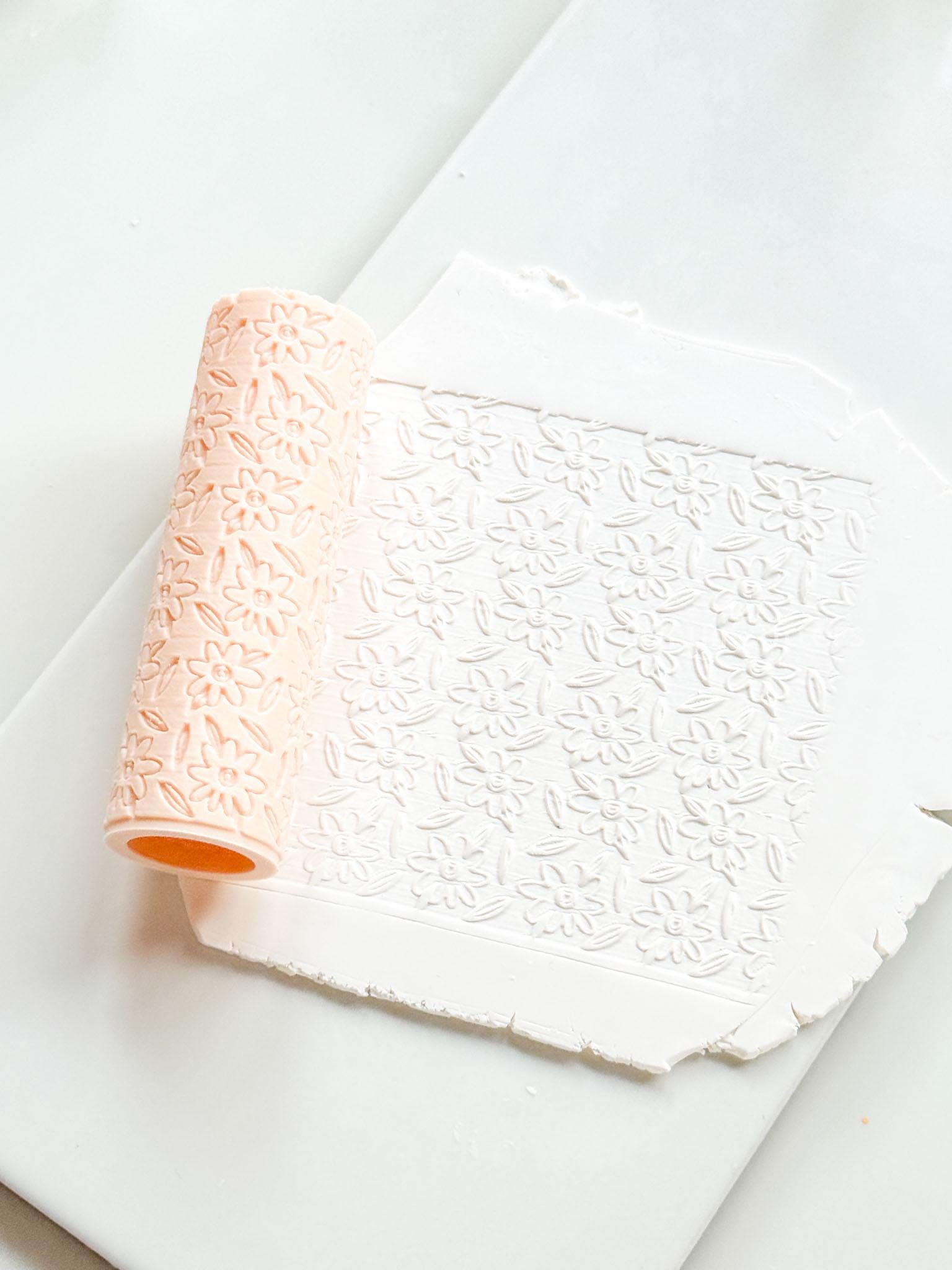 Daisy Meadow Texture Roller: Floral Pattern Tool for Polymer Clay Jewelry