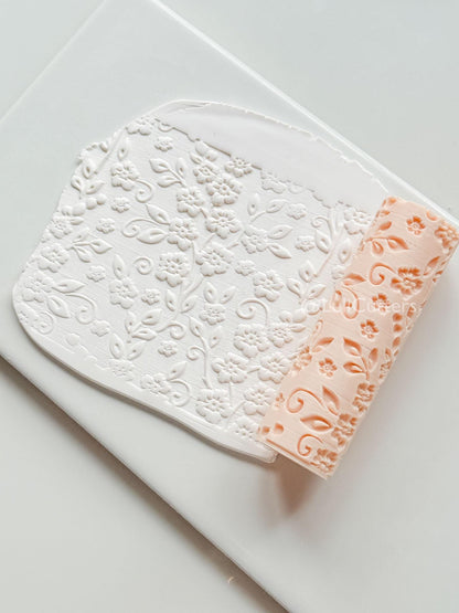 Wildflower Vines Texture Roller: Floral Pattern Tool for Polymer Clay Slabs