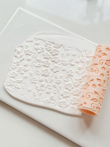 Wildflower Vines Texture Roller: Floral Pattern Tool for Polymer Clay Slabs