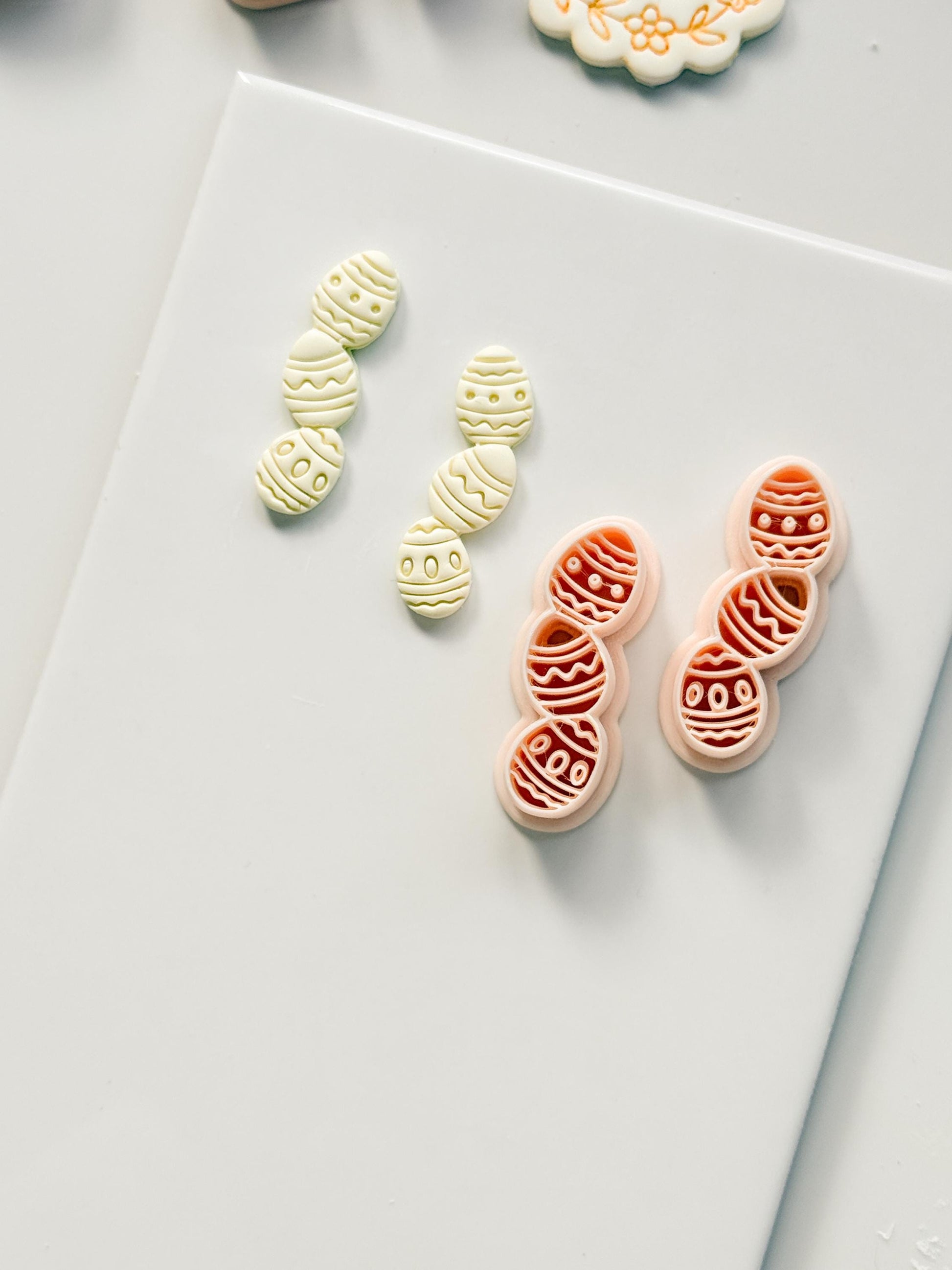 Spring Egg Trio Polymer Clay Cutter: Stacked Embossed Easter Eggs for Dangle Earrings