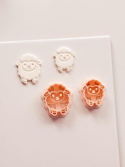 Spring Lamb Polymer Clay Cutter: Embossed Sheep Shape for Easter Earrings