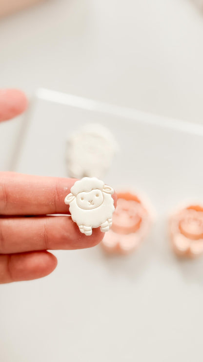 Spring Lamb Polymer Clay Cutter: Embossed Sheep Shape for Easter Earrings