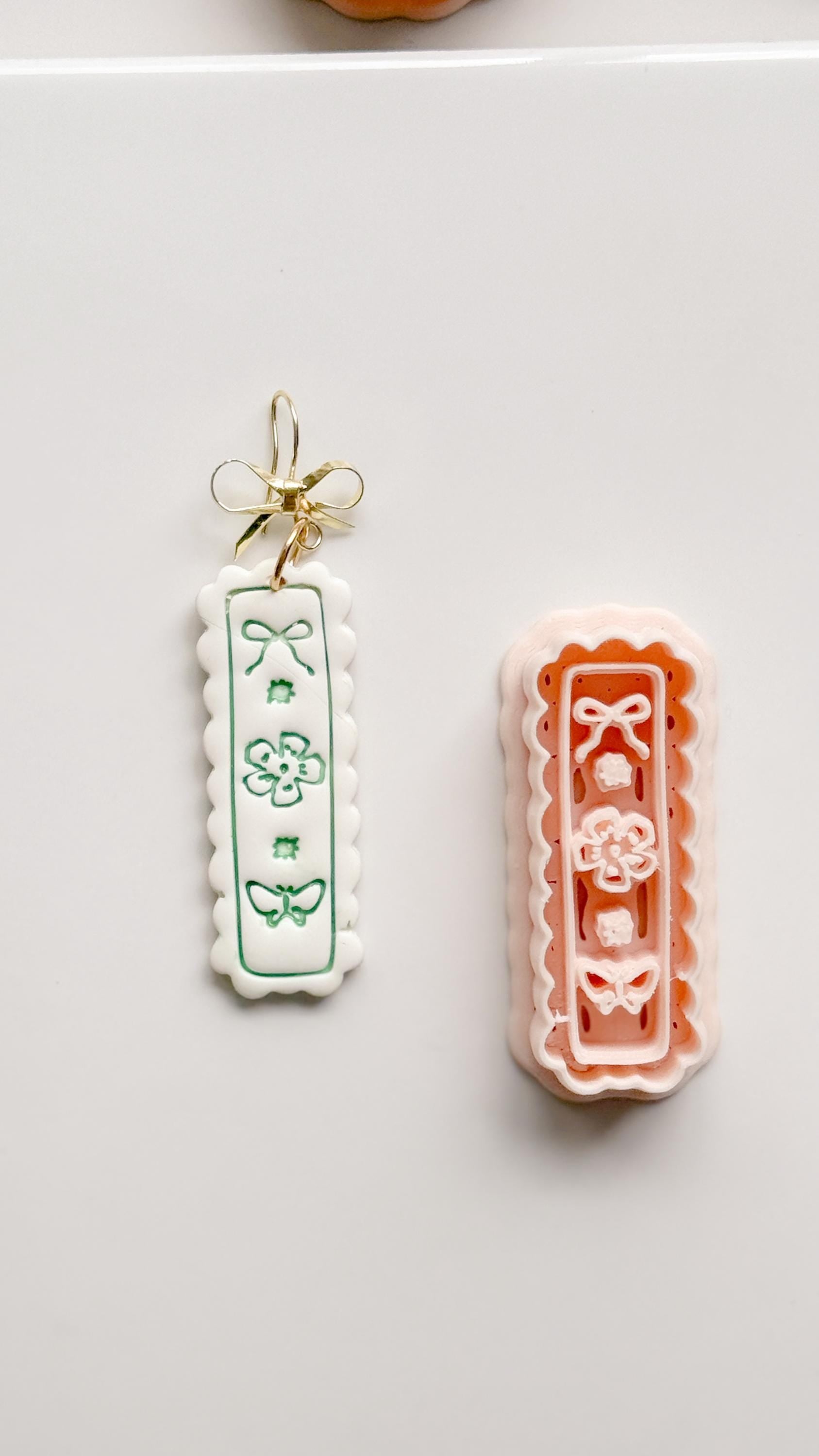 Bini Whim Frame Cutter: Floral Rectangle Earring Shape for Polymer Clay