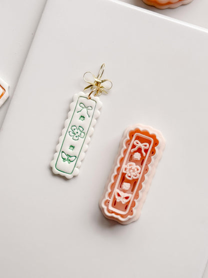 Bini Whim Frame Cutter: Floral Rectangle Earring Shape for Polymer Clay