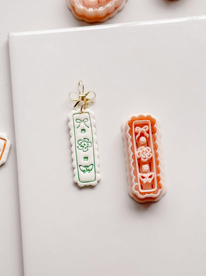 Bini Whim Frame Cutter: Floral Rectangle Earring Shape for Polymer Clay