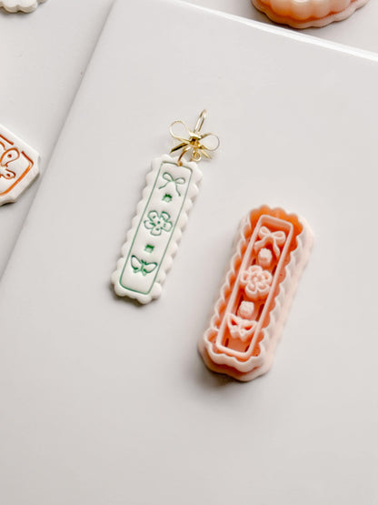 Bini Whim Frame Cutter: Floral Rectangle Earring Shape for Polymer Clay